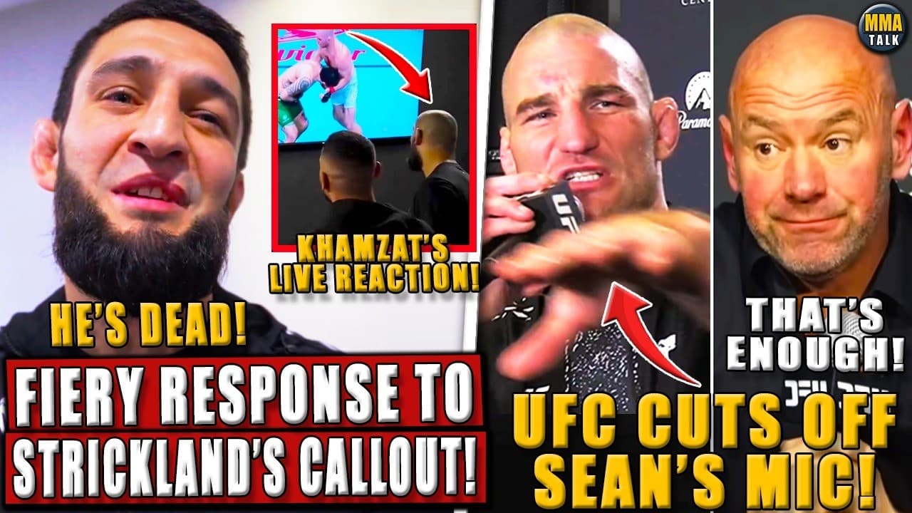 Khamzat Chimaev CLAPS BACK at Strickland's CALLOUT! Sean CUT OFF by UFC during post-fight presser!