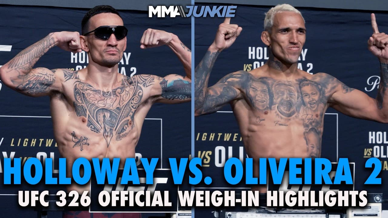 Max Holloway, Charles Oliveira make weight for UFC 326 BMF title rematch | Highlights