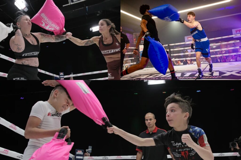 Competitors in the Pillow Fight Championship