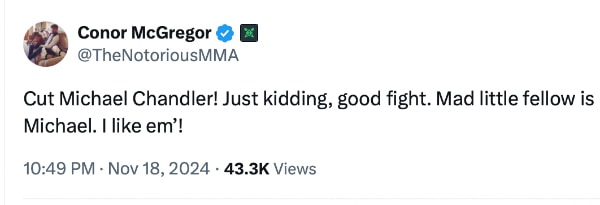 Conor McGregor on Michael Chandle