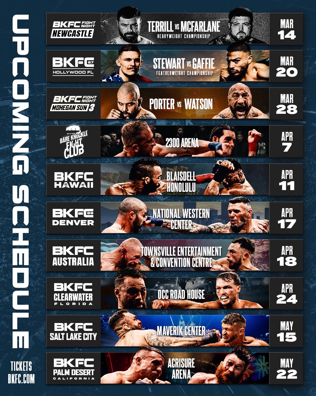 BKFC Schedule Spring 2026
