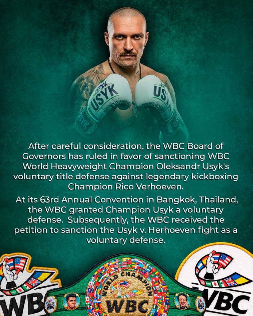 WBC Statement on sanctioning Usyk voluntary defense