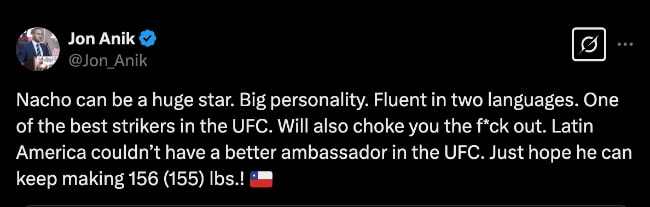 Anik tweet on UFC 313